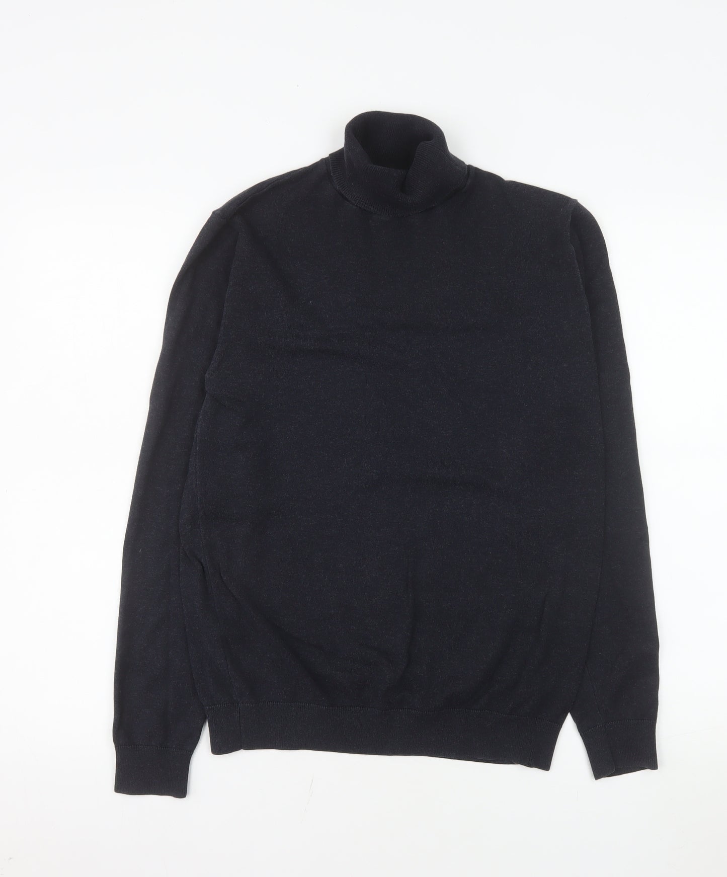 Next Men’s Black Roll Neck Cotton Blend Knit Jumper Size M