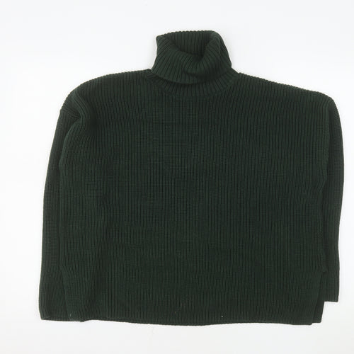 Monki Women’s Green Roll Neck Chunky Knit Relaxed Fit Jumper Size 12