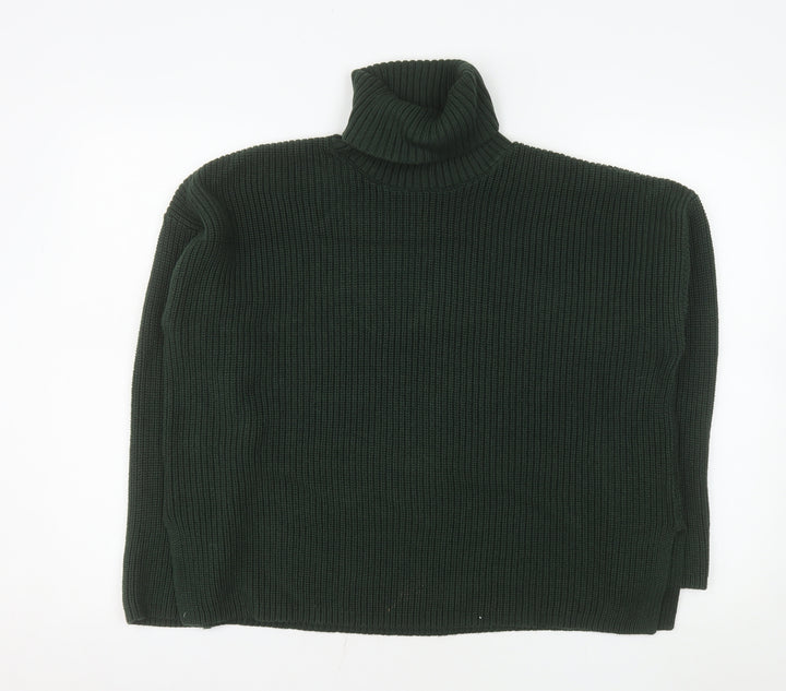Monki Women’s Green Roll Neck Chunky Knit Relaxed Fit Jumper Size 12