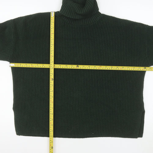 Monki Women’s Green Roll Neck Chunky Knit Relaxed Fit Jumper Size 12