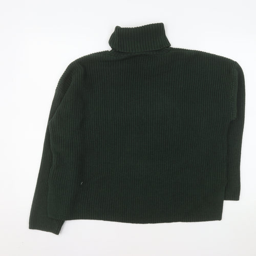 Monki Women’s Green Roll Neck Chunky Knit Relaxed Fit Jumper Size 12