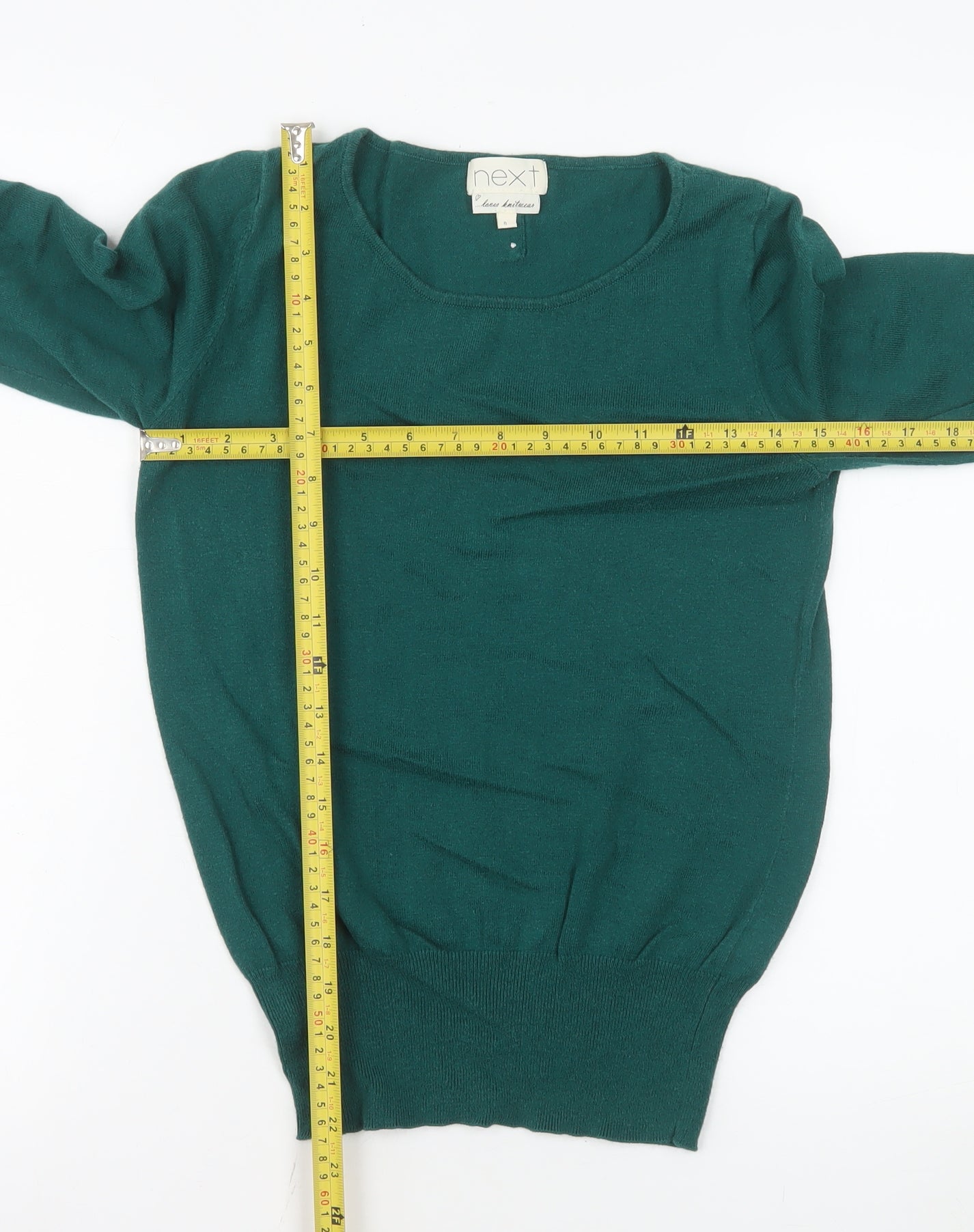 Next Women Green Knit Long Sleeve Button Detail Blouse Size 8