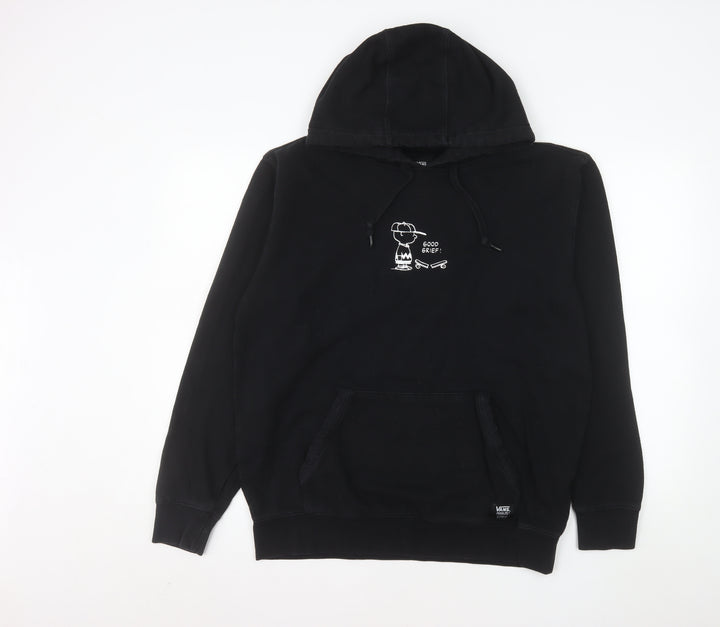 Vans Peanuts Men Black Medium Pullover Hoodie Cartoon Graphic