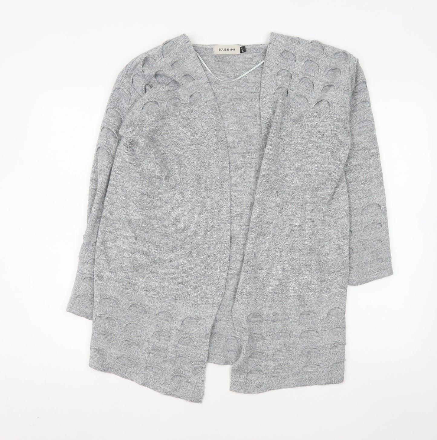 Bassini Women's Grey Knit Long Sleeve Open Cardigan Size M