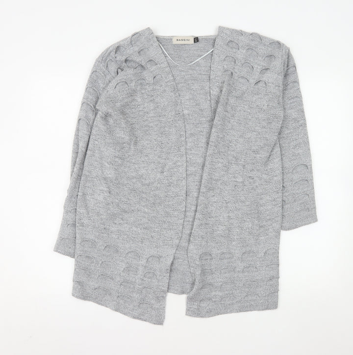 Bassini Women's Grey Knit Long Sleeve Open Cardigan Size M