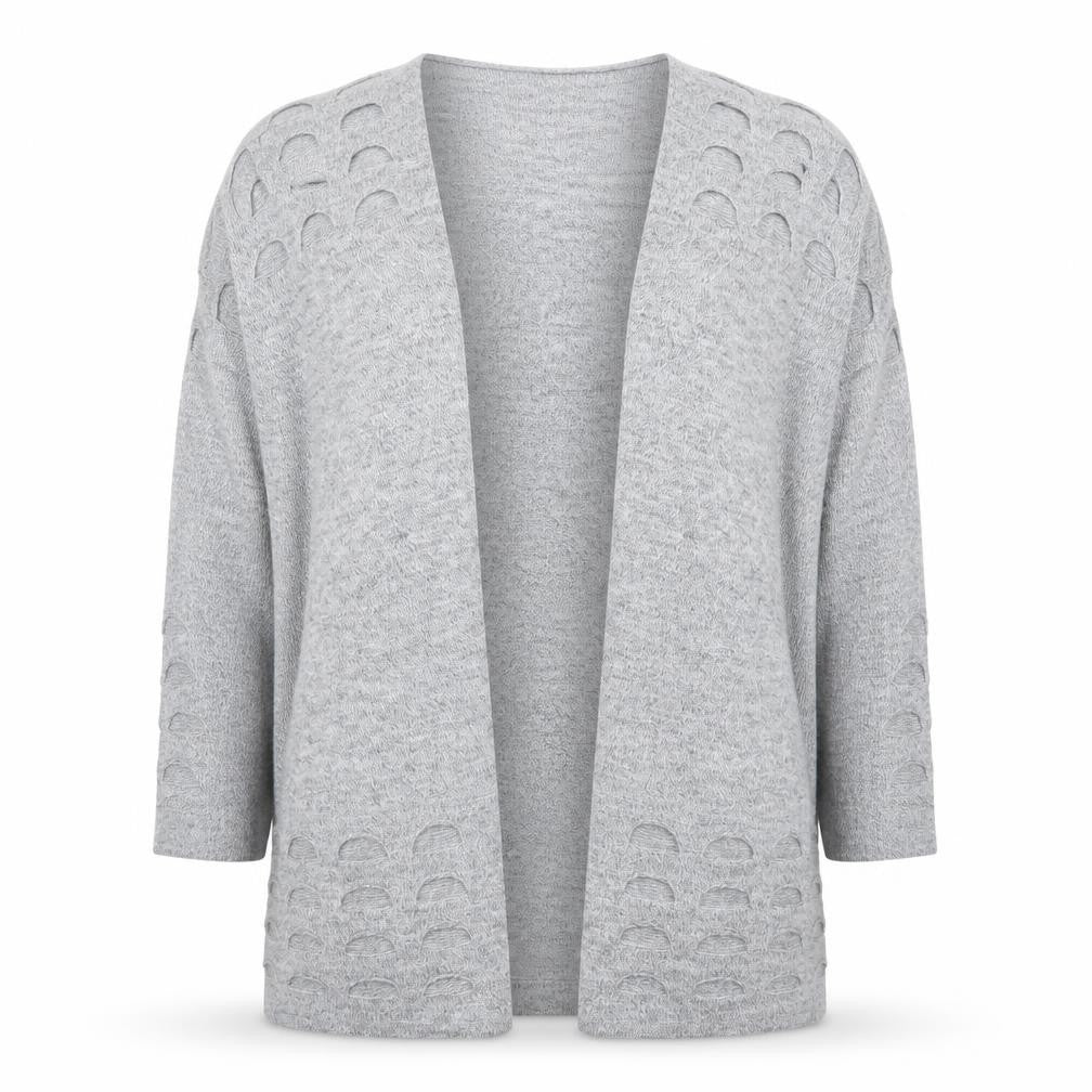 Bassini Women's Grey Knit Long Sleeve Open Cardigan Size M