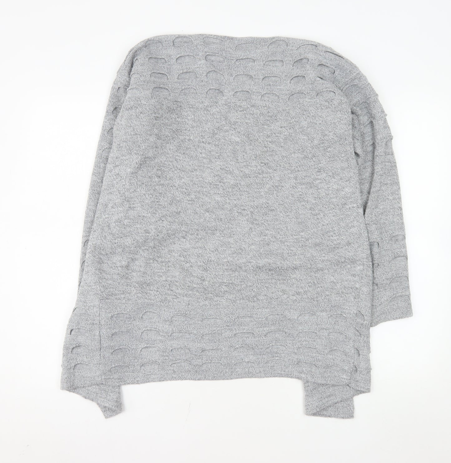 Bassini Women's Grey Knit Long Sleeve Open Cardigan Size M