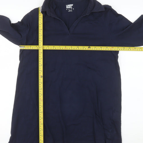 Lands' End Women's Blue Cotton Long Sleeve Tunic Blouse Size S