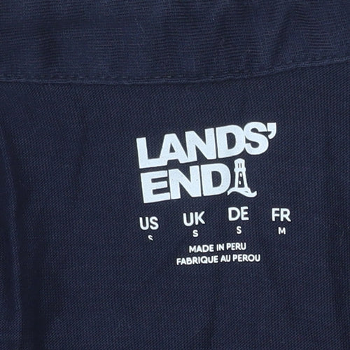 Lands' End Women's Blue Cotton Long Sleeve Tunic Blouse Size S
