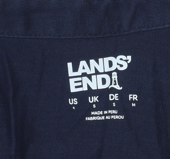 Lands' End Women's Blue Cotton Long Sleeve Tunic Blouse Size S