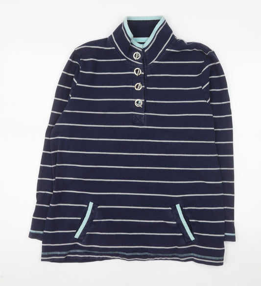 Dash Women Navy Stripe Henley Sweatshirt Size 22 Cotton Blend