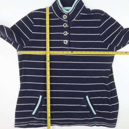 Dash Women Navy Stripe Henley Sweatshirt Size 22 Cotton Blend