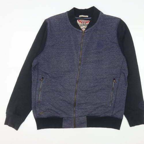 Tokyo Laundry Men's Blue Bomber Jacket L Cotton Blend Zip Casual