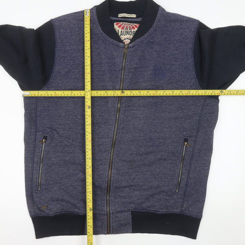 Tokyo Laundry Men's Blue Bomber Jacket L Cotton Blend Zip Casual