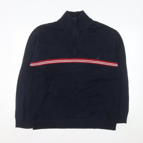 Nautica Men's Blue XL 1/2 Zip Knit Cotton Pullover Sweatshirt