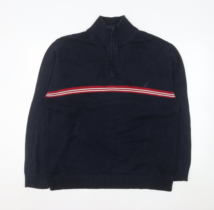 Nautica Men's Blue XL 1/2 Zip Knit Cotton Pullover Sweatshirt