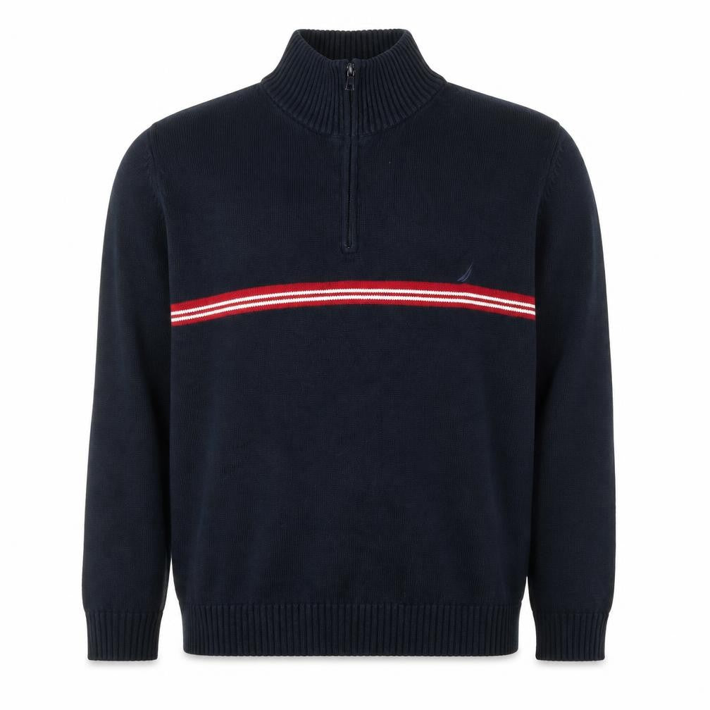 Front view of Nautica Men's Blue XL 1/2 Zip Knit Cotton Pullover Sweatshirt