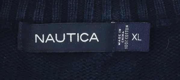 Nautica Men's Blue XL 1/2 Zip Knit Cotton Pullover Sweatshirt