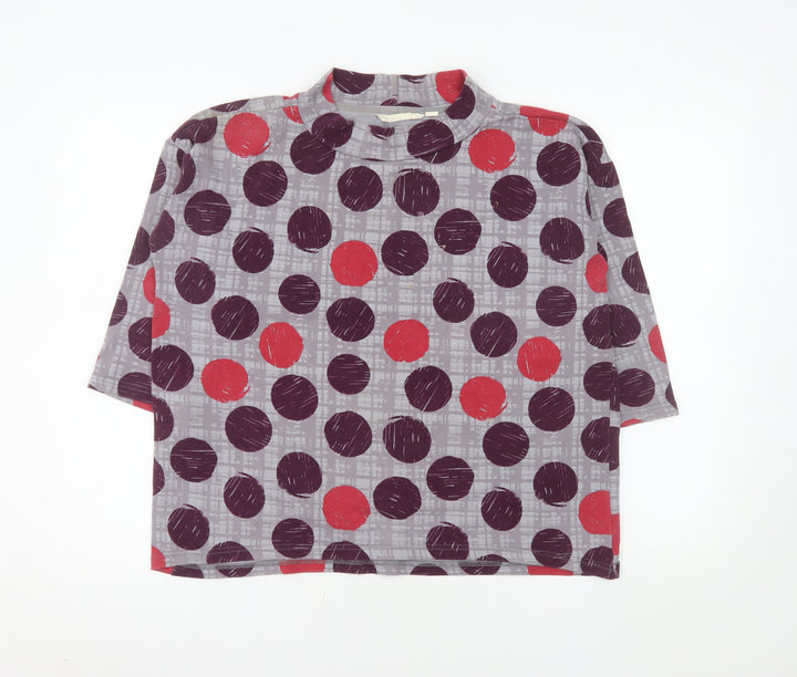 Lily & Me Women's Multicoloured Polka Dot Mock Neck T-Shirt Size 14