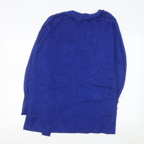 Monsoon Womens Blue Viscose Knit Long Sleeve Open Cardigan L