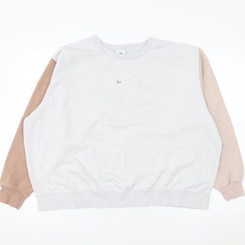 Nike Women’s Beige & White Colourblock Crew Neck Sweatshirt XL Loose Fit