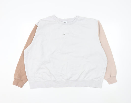 Nike Women’s Beige & White Colourblock Crew Neck Sweatshirt XL Loose Fit
