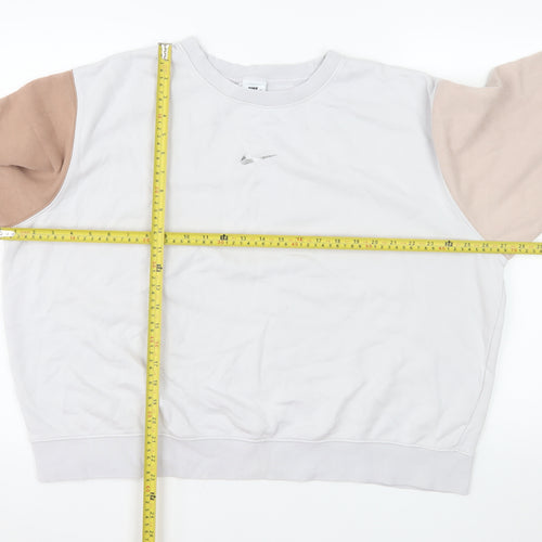 Nike Women’s Beige & White Colourblock Crew Neck Sweatshirt XL Loose Fit