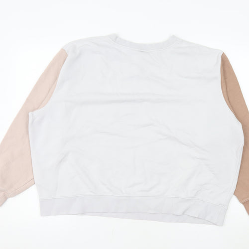 Nike Women’s Beige & White Colourblock Crew Neck Sweatshirt XL Loose Fit