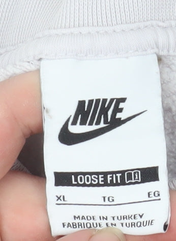 Nike Women’s Beige & White Colourblock Crew Neck Sweatshirt XL Loose Fit