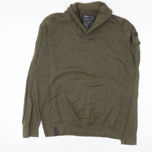 Next Men's Green Roll Neck Cotton Blend Pullover Jumper Size M