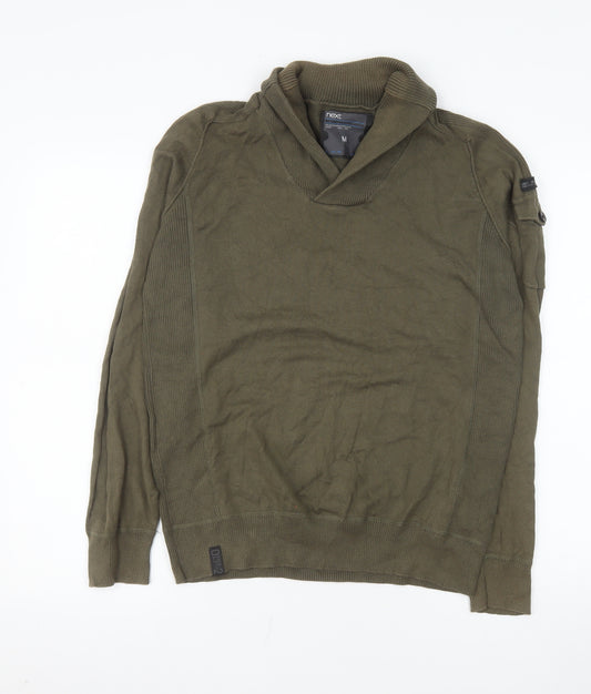 Next Men's Green Roll Neck Cotton Blend Pullover Jumper Size M