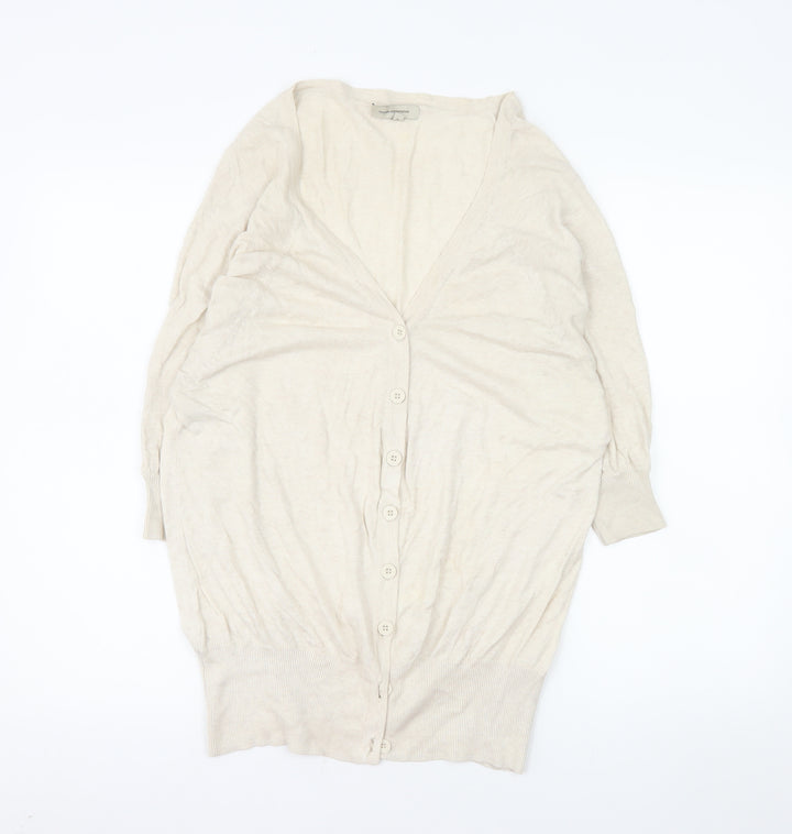 Rocha.John Rocha Women’s Ivory Cotton Long Sleeve Cardigan Size 12