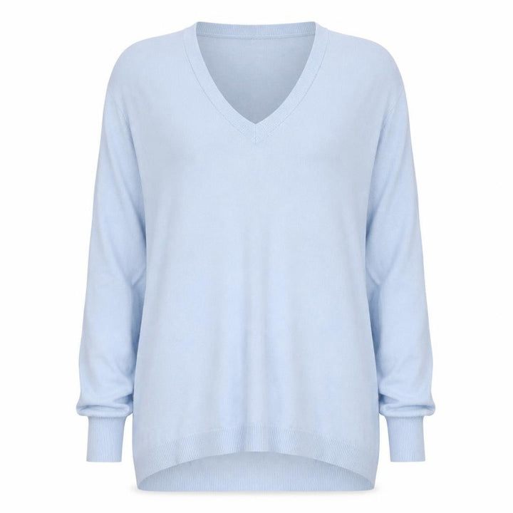 Roman Womens Blue V-Neck Long Sleeve Pullover Jumper Size 10