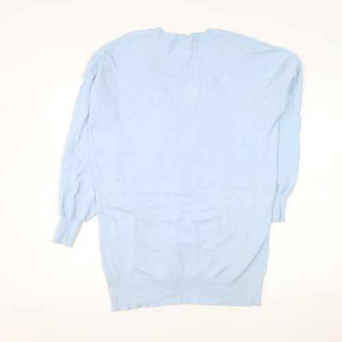 Roman Womens Blue V-Neck Long Sleeve Pullover Jumper Size 10