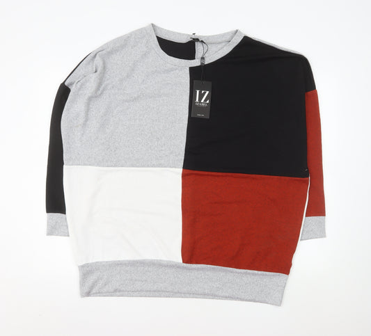 Izabel London Womens Multicoloured Crew Neck Relaxed Fit Pullover Jumper Size 18