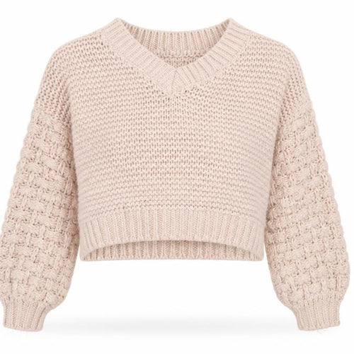 Forever 21 Women Beige Chunky-Knit V-Neck Jumper Size S