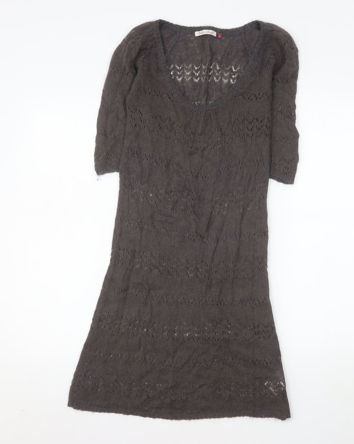 White Stuff Women Grey Size 8 Knit Knee Length Casual Dress