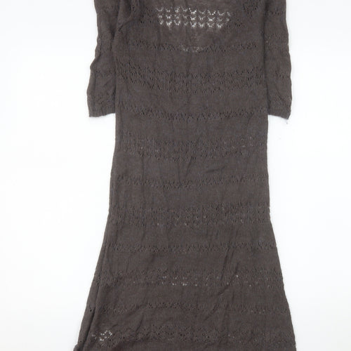White Stuff Women Grey Size 8 Knit Knee Length Casual Dress