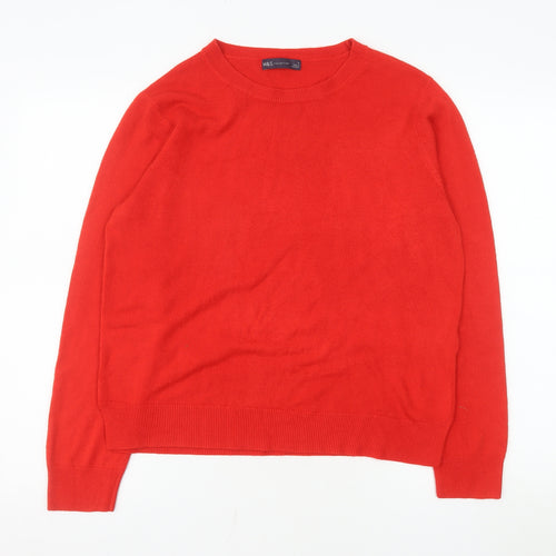 Marks and Spencer Women’s Red Crew Neck Acrylic Jumper Size 16