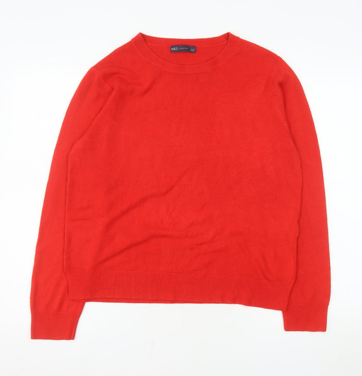 Marks and Spencer Women’s Red Crew Neck Acrylic Jumper Size 16