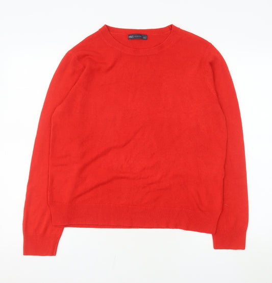 Marks and Spencer Women’s Red Crew Neck Acrylic Jumper Size 16