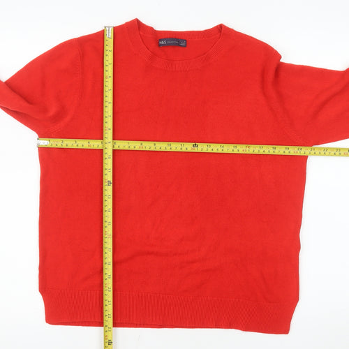 Marks and Spencer Women’s Red Crew Neck Acrylic Jumper Size 16