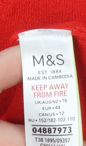 Marks and Spencer Women’s Red Crew Neck Acrylic Jumper Size 16
