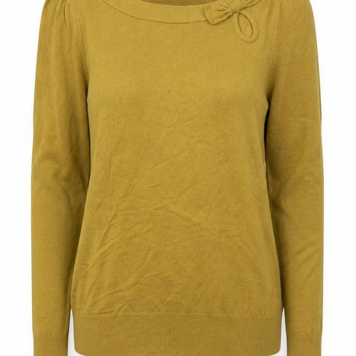 Wallis Women’s Yellow Knit Bow Neck Long Sleeve Blouse Size 10