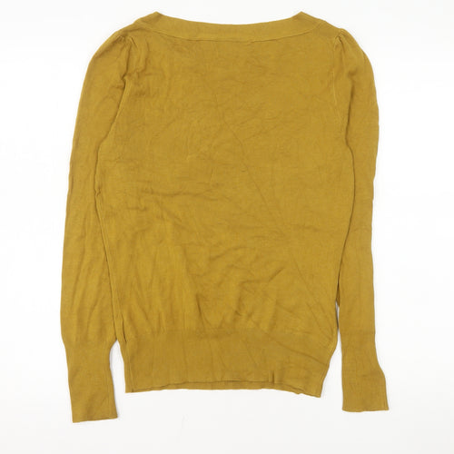 Wallis Women’s Yellow Knit Bow Neck Long Sleeve Blouse Size 10