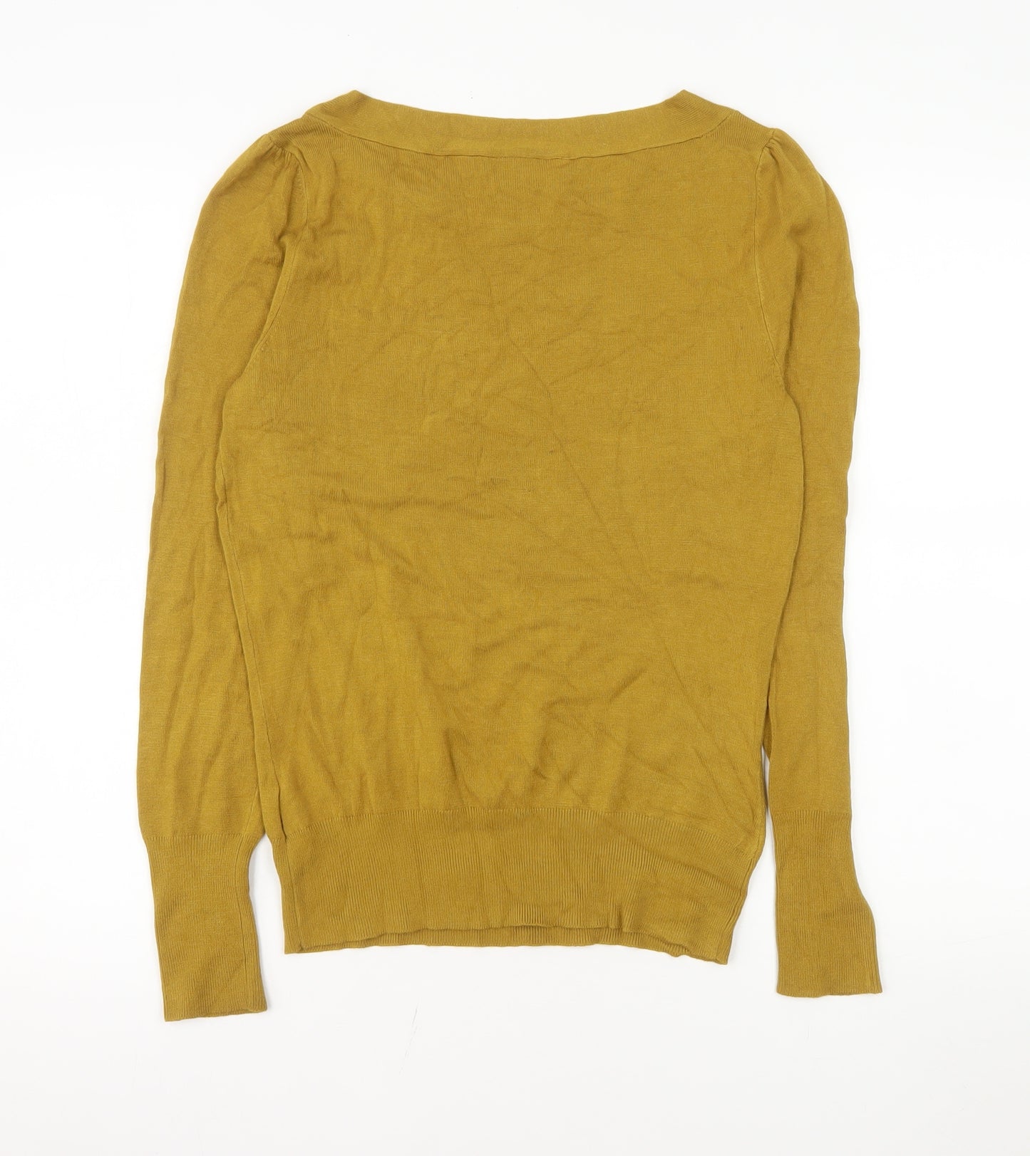Wallis Women’s Yellow Knit Bow Neck Long Sleeve Blouse Size 10