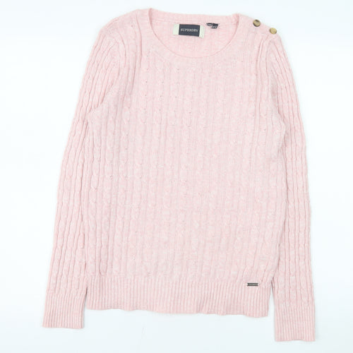 Superdry Womens Pink Cable Knit Pullover Jumper Size 10