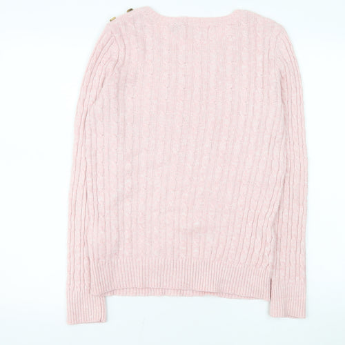 Superdry Womens Pink Cable Knit Pullover Jumper Size 10