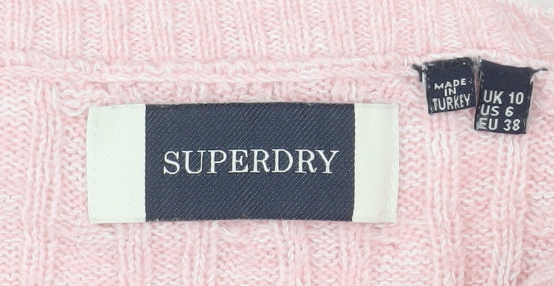 Superdry Womens Pink Cable Knit Pullover Jumper Size 10