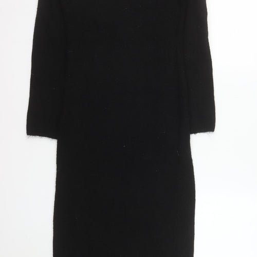 H&M Women’s Black Off Shoulder Knit Bodycon Midi Dress XS